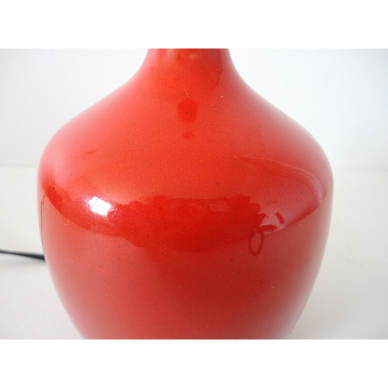 Red ceramic table lamp, Jacques and Dani RUELLAND - 1950s