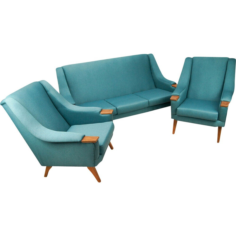 Vintage Turquoise Lounge Living Room Set - 1970s