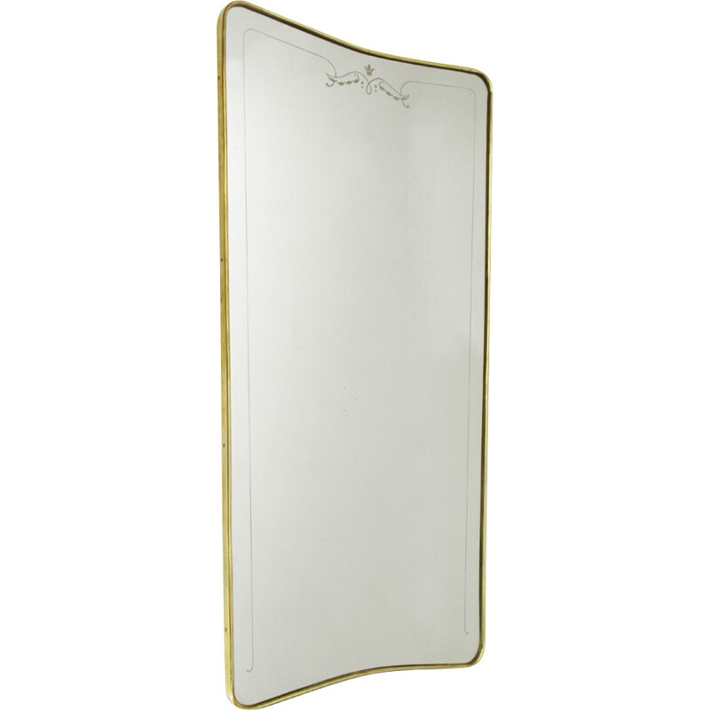 Italian mid century brass frame mirror - 1950s