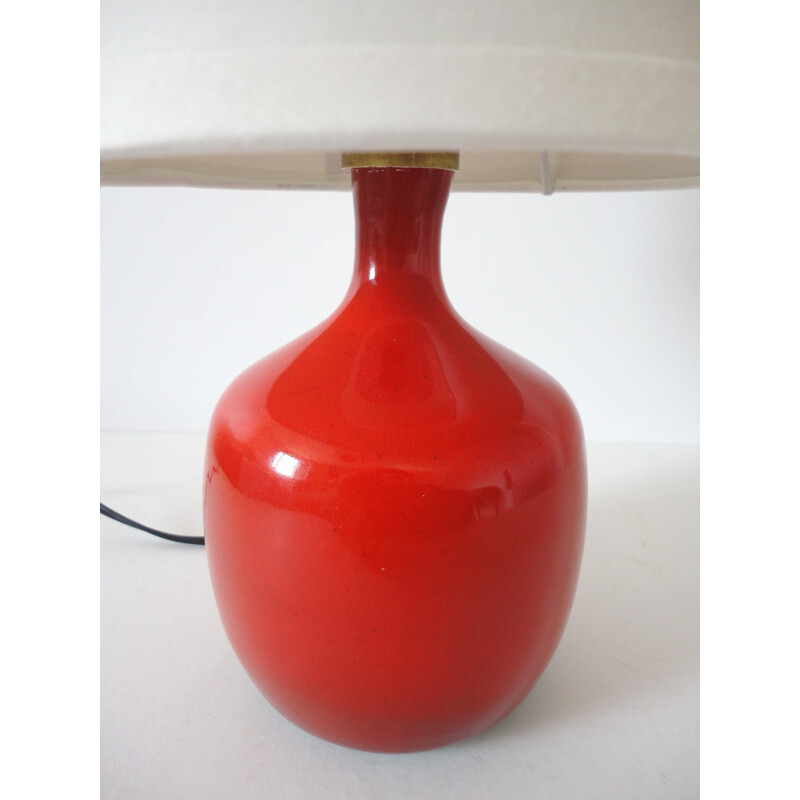 Red ceramic table lamp, Jacques and Dani RUELLAND - 1950s