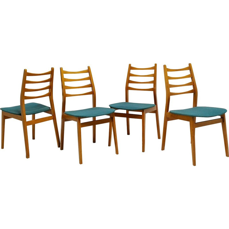Set of four mid-century beech chairs - 1960s