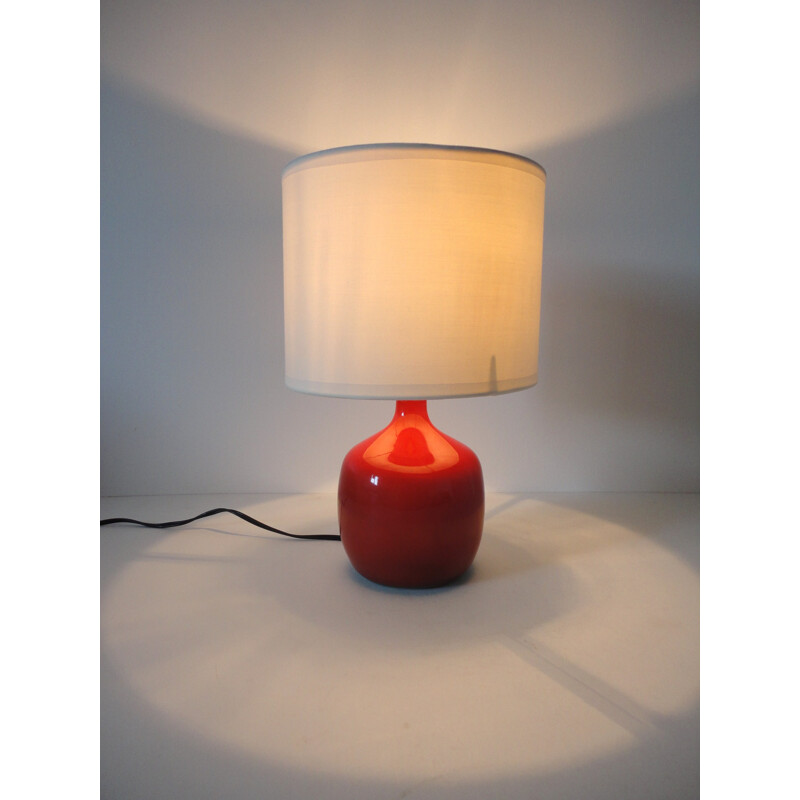 Red ceramic table lamp, Jacques and Dani RUELLAND - 1950s