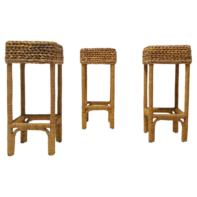 Suite of 3 vintage stools - 1950s