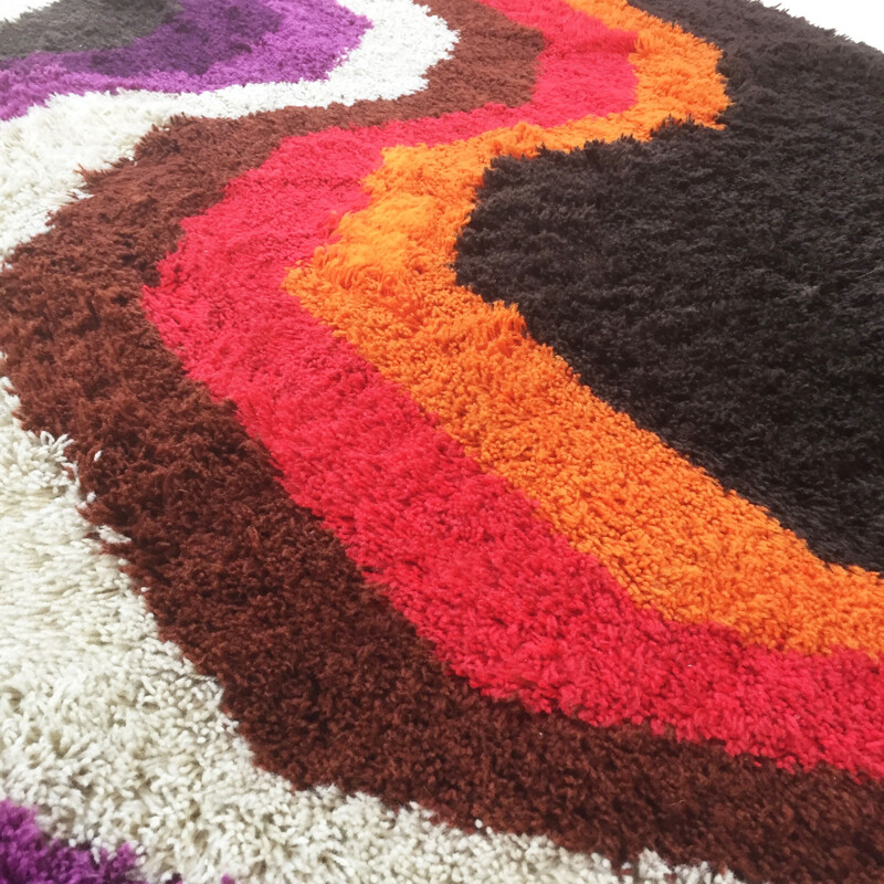 Vintage modernist rya rug by Desso - 1970s