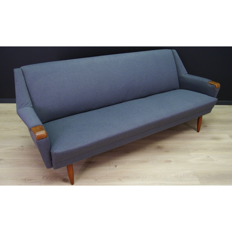 Vintage scandinavian sofa in teak with grey fabric - 1960s