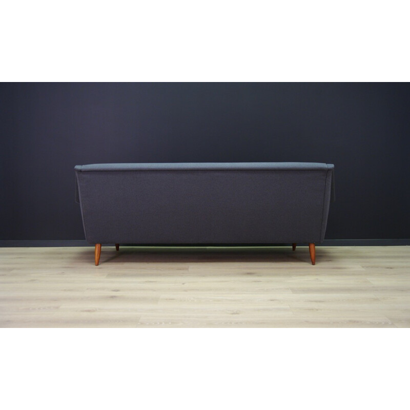 Vintage scandinavian sofa in teak with grey fabric - 1960s