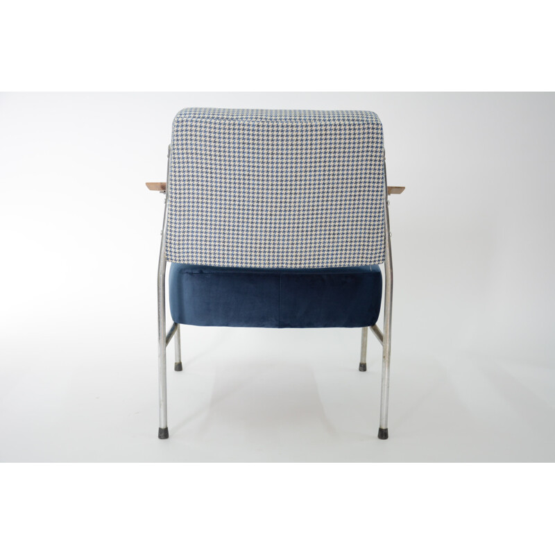 Vintage blue chrome armchairs - 1970s