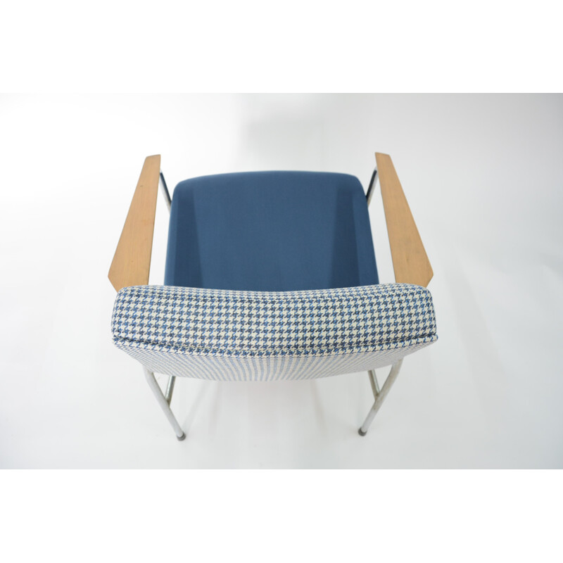 Vintage blue chrome armchairs - 1970s