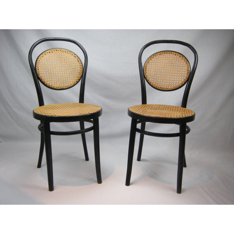 Set of 2 vintage curved beech chairs - 1930s