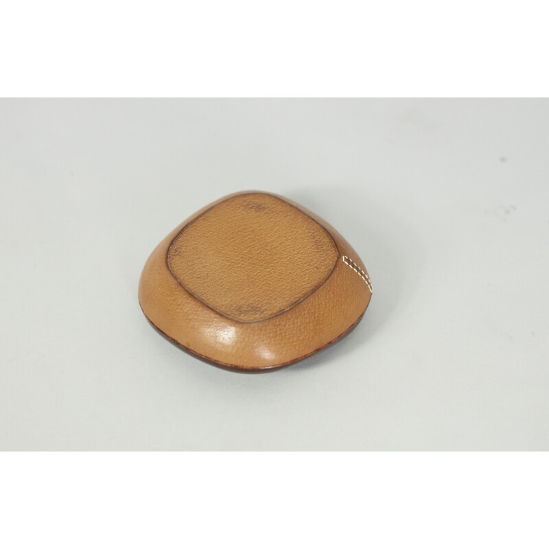 Vintage ashtray and pipe holder with leather cover by Longchamp, 1950