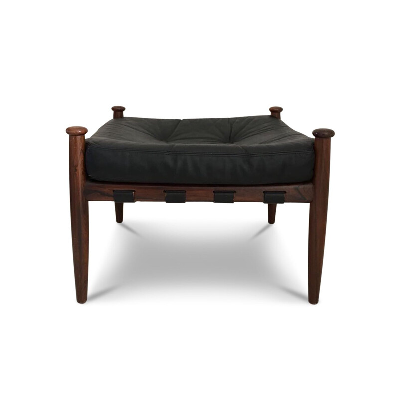 Vintage Leather and Rosewood Ottoman by Eric Merthen for Ire Mobler - 1960s