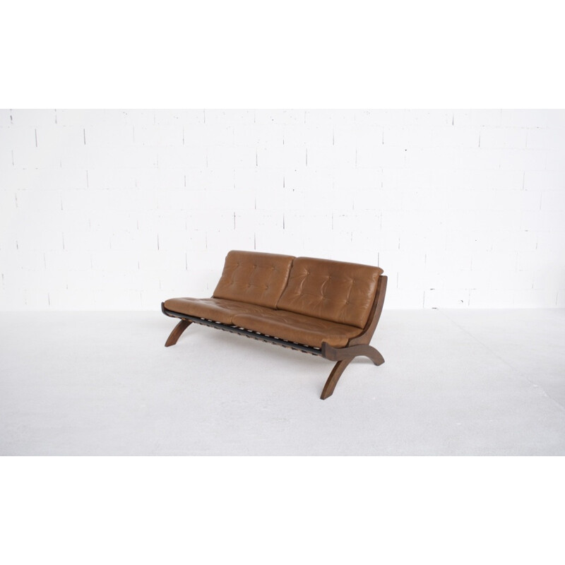 CD1 walnut and leather sofa by Marco Comolli - 1960s