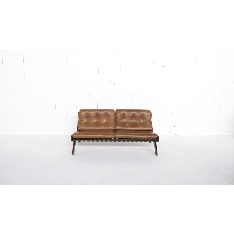 CD1 walnut and leather sofa by Marco Comolli - 1960s