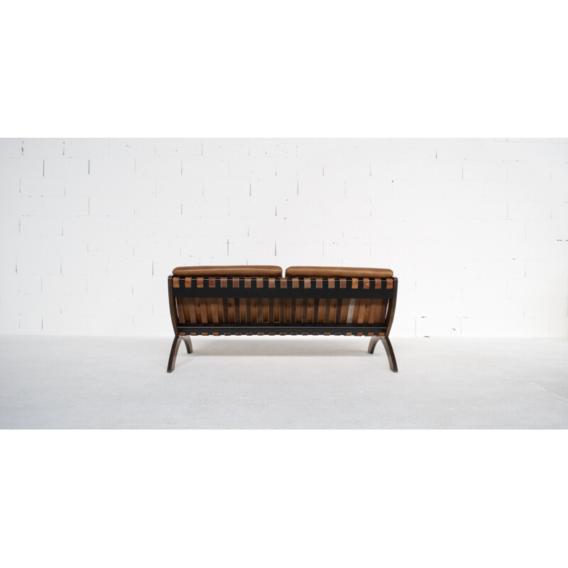 CD1 walnut and leather sofa by Marco Comolli - 1960s