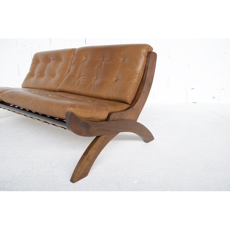 CD1 walnut and leather sofa by Marco Comolli - 1960s