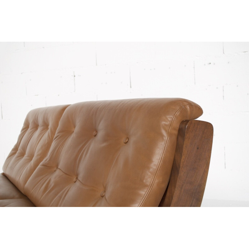 CD1 walnut and leather sofa by Marco Comolli - 1960s