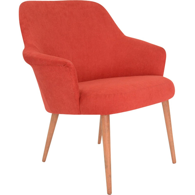 Red vintage german tulip armchair - 1960s