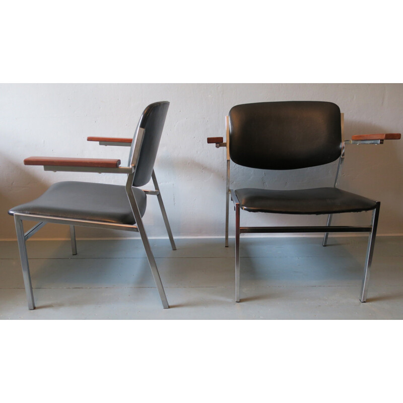Vintage Pair of Cocktail Stacking Low Chairs by Martin Visser - 1960s