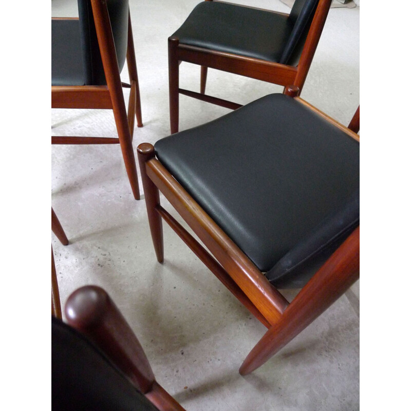 Set of 6 mid-century teak chairs - 1960s