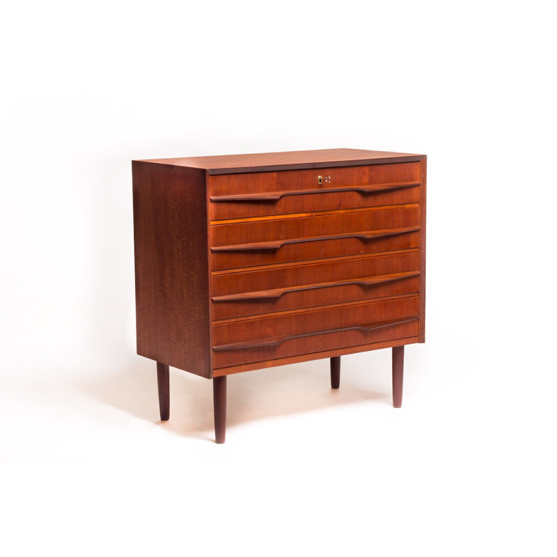 Mid-Century teak Danish chest of drawers with geometric handles - 1960s