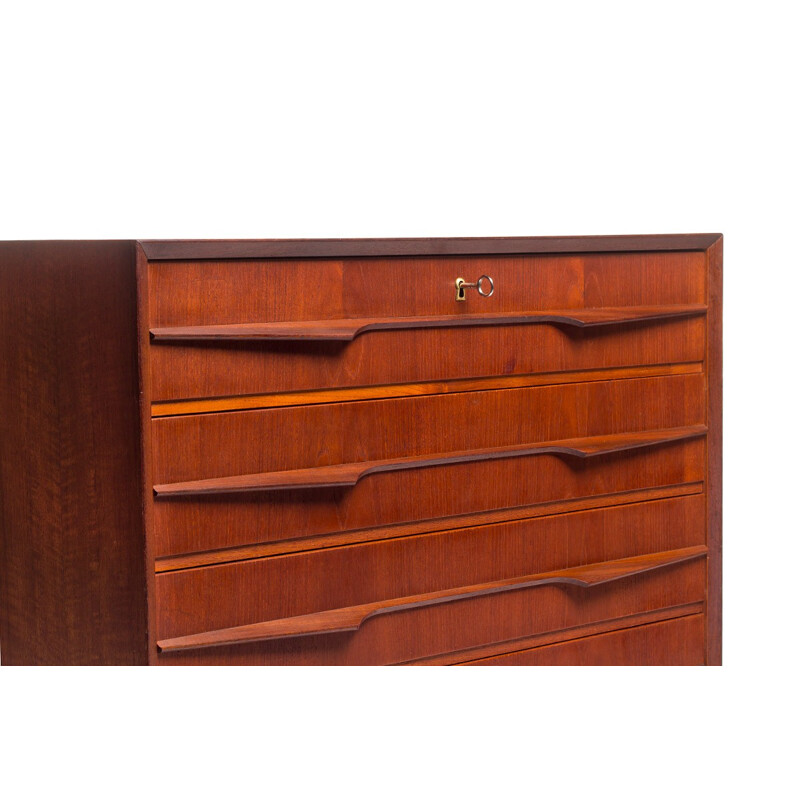 Mid-Century teak Danish chest of drawers with geometric handles - 1960s