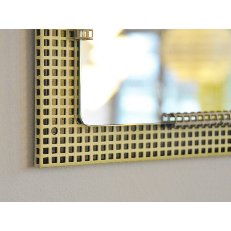 Vintage square mirror in perforated metal - 1950s