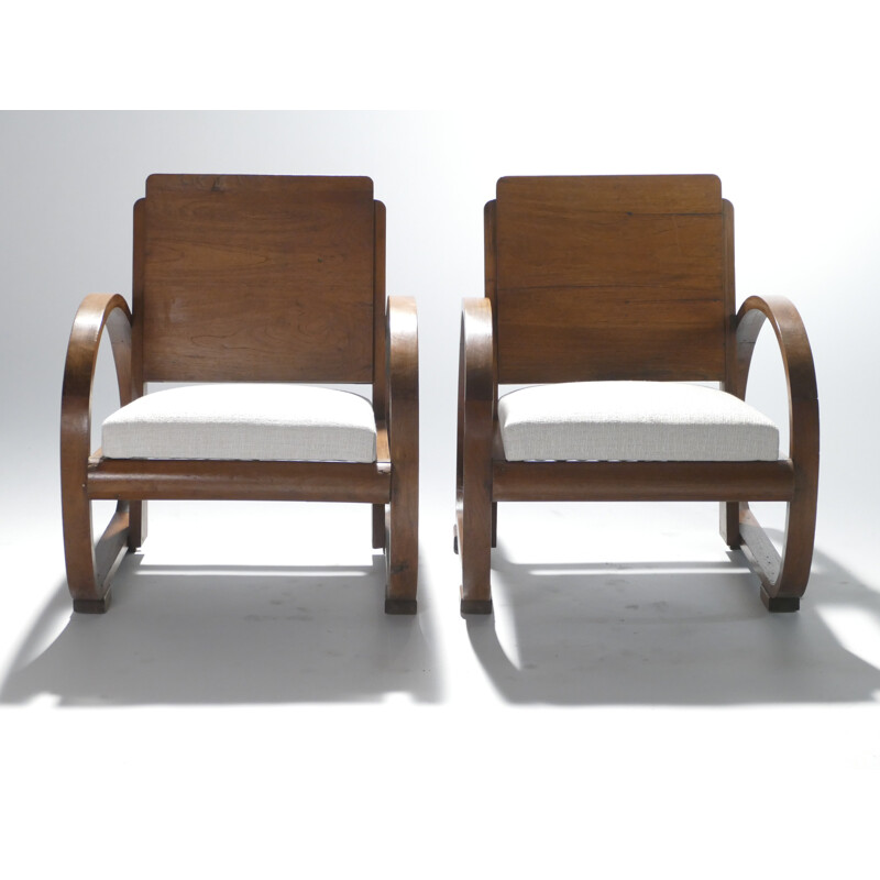 Pair of mid-century modernist armchairs by Michel Dufet - 1940s