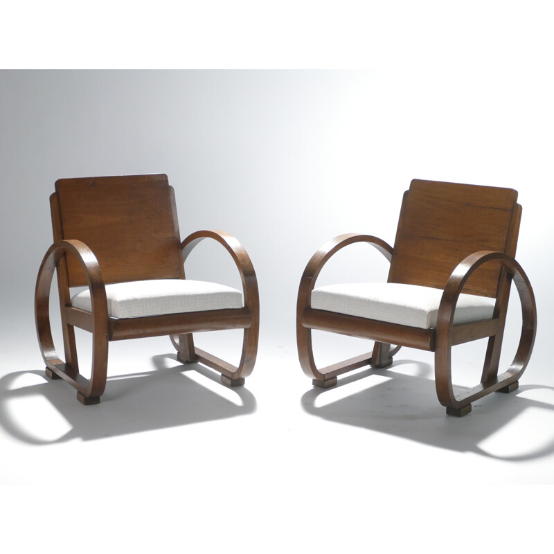 Pair of mid-century modernist armchairs by Michel Dufet - 1940s