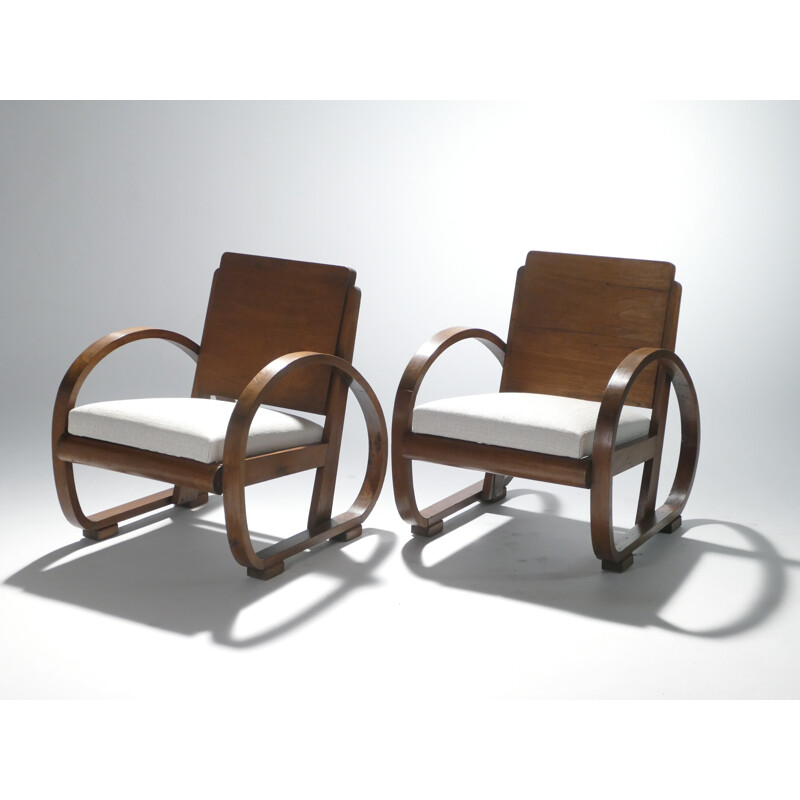 Pair of mid-century modernist armchairs by Michel Dufet - 1940s