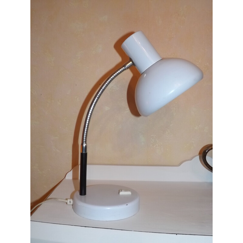 Flexible articulated mid-century metal desk lamp white - 1950s