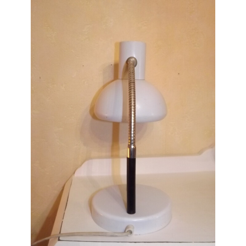 Lampe de bureau flexible vintage articulée en métal blanc - 1950