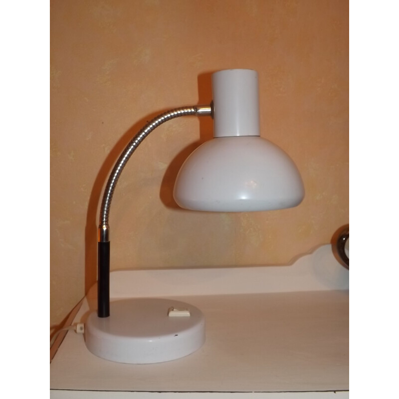 Flexible articulated mid-century metal desk lamp white - 1950s