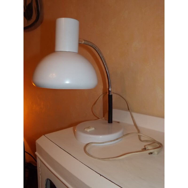 Flexible articulated mid-century metal desk lamp white - 1950s