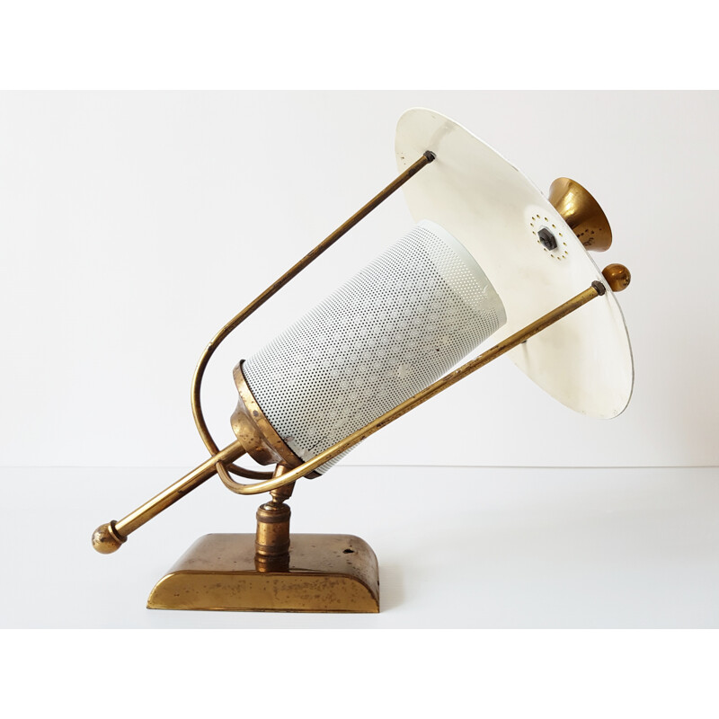 Vintage brass & metal wall lamp - 1950s