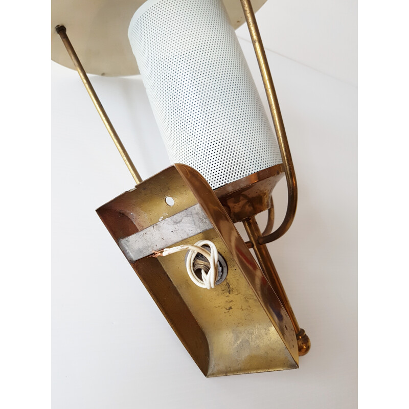 Vintage brass & metal wall lamp - 1950s