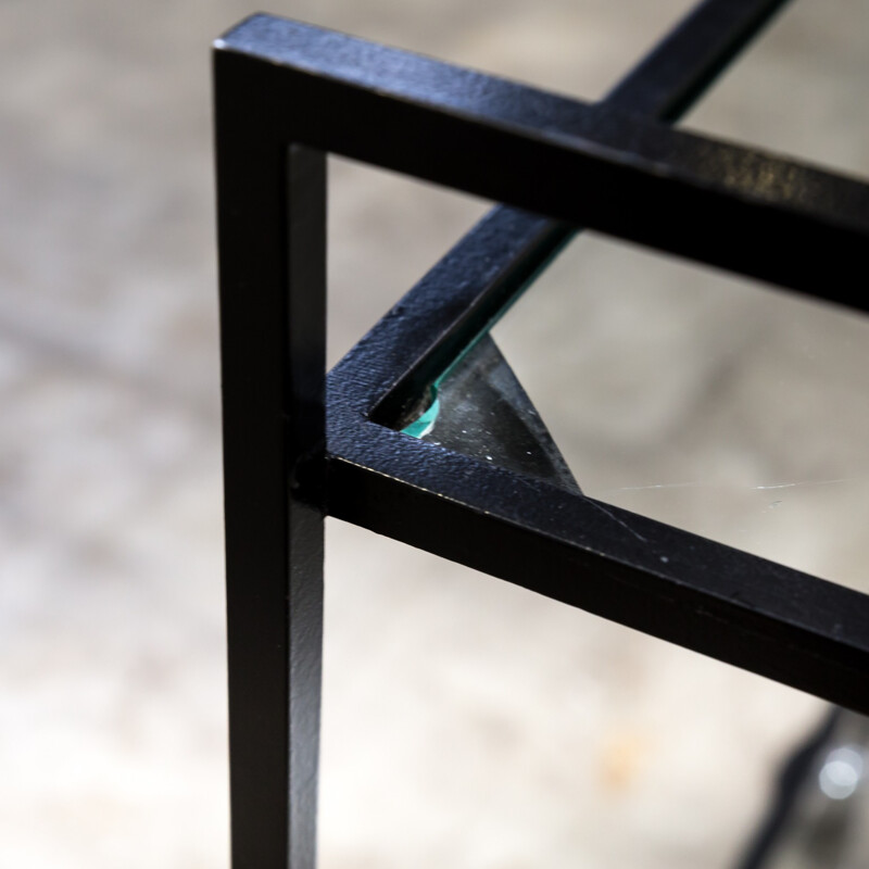 Mid century minimalistic metal and glass serving trolley - 1960s