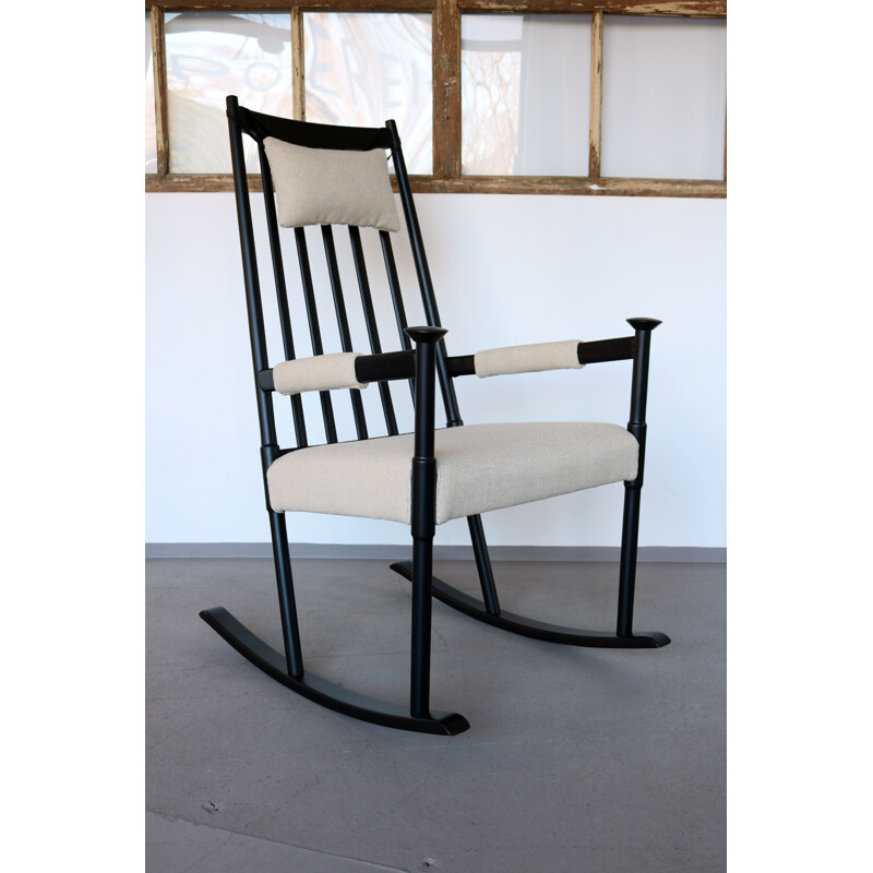 Mid-century Scandinavian Black Painted Rocking Chair - 1960s 