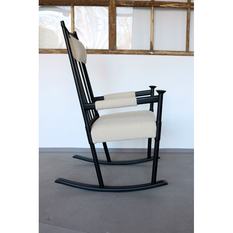 Mid-century Scandinavian Black Painted Rocking Chair - 1960s 