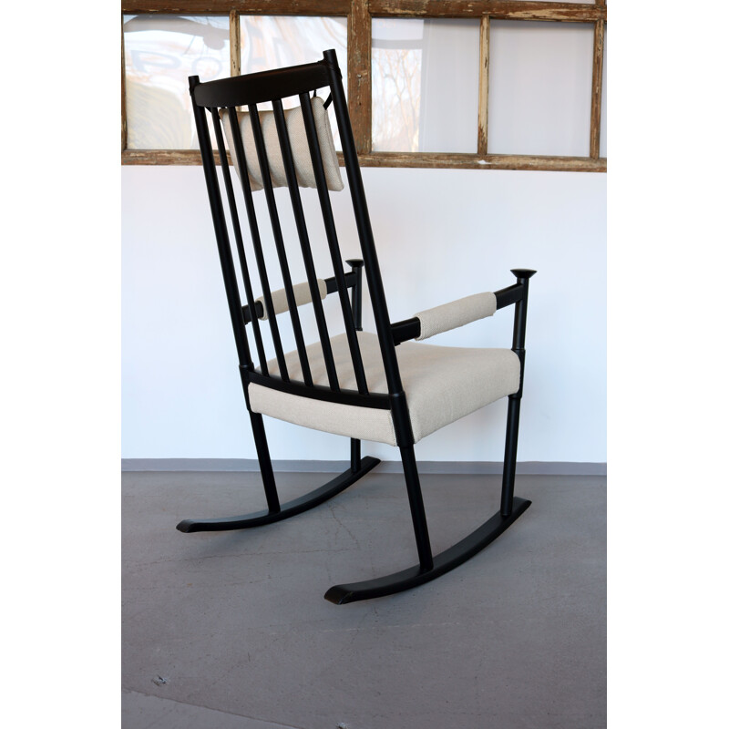 Mid-century Scandinavian Black Painted Rocking Chair - 1960s 