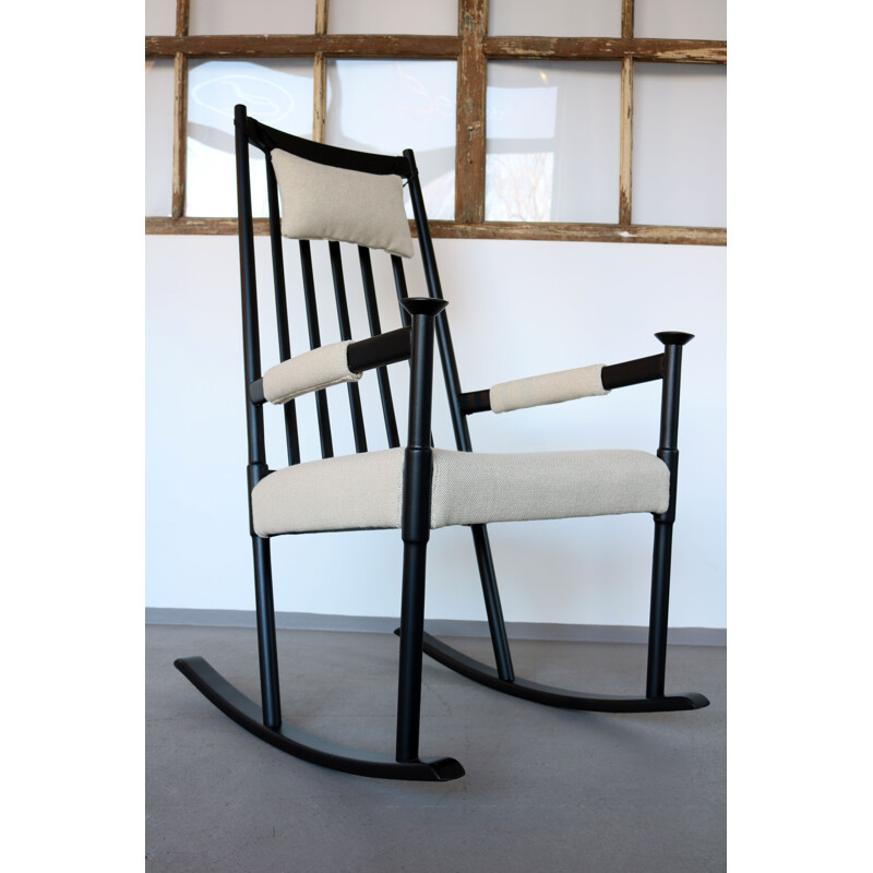 Mid-century Scandinavian Black Painted Rocking Chair - 1960s 