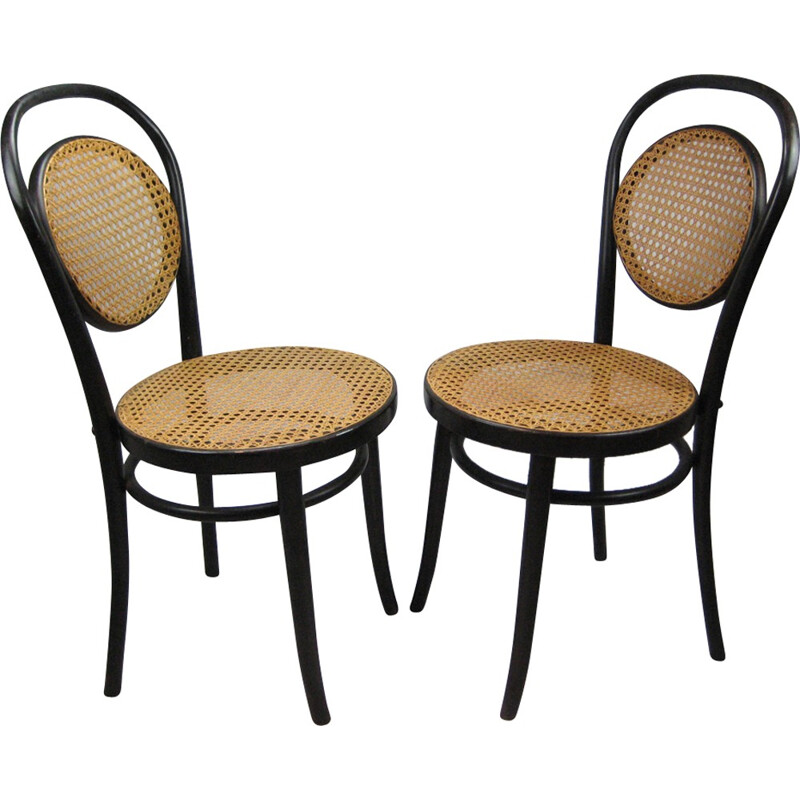 Set of 2 vintage curved beech chairs - 1930s