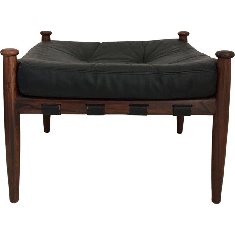 Vintage Leather and Rosewood Ottoman by Eric Merthen for Ire Mobler - 1960s