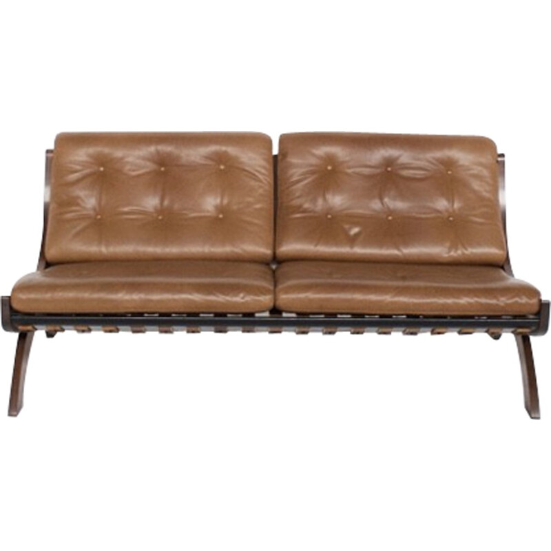 CD1 walnut and leather sofa by Marco Comolli - 1960s