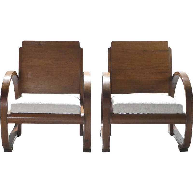 Pair of mid-century modernist armchairs by Michel Dufet - 1940s