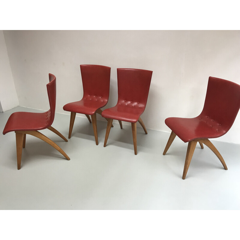 Suite de quatre chaises vintage hollandaises - 1960