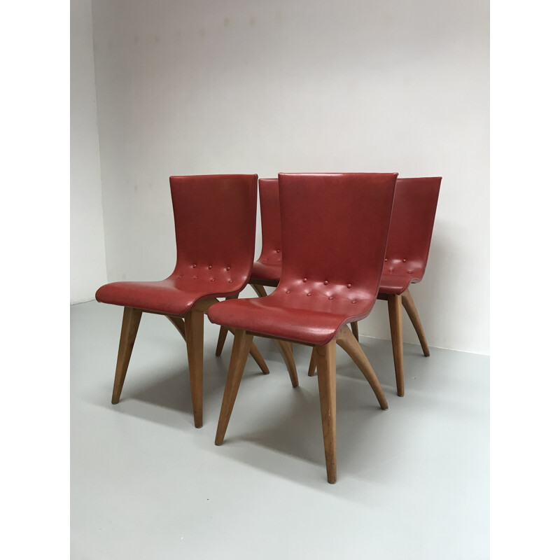 Suite de quatre chaises vintage hollandaises - 1960