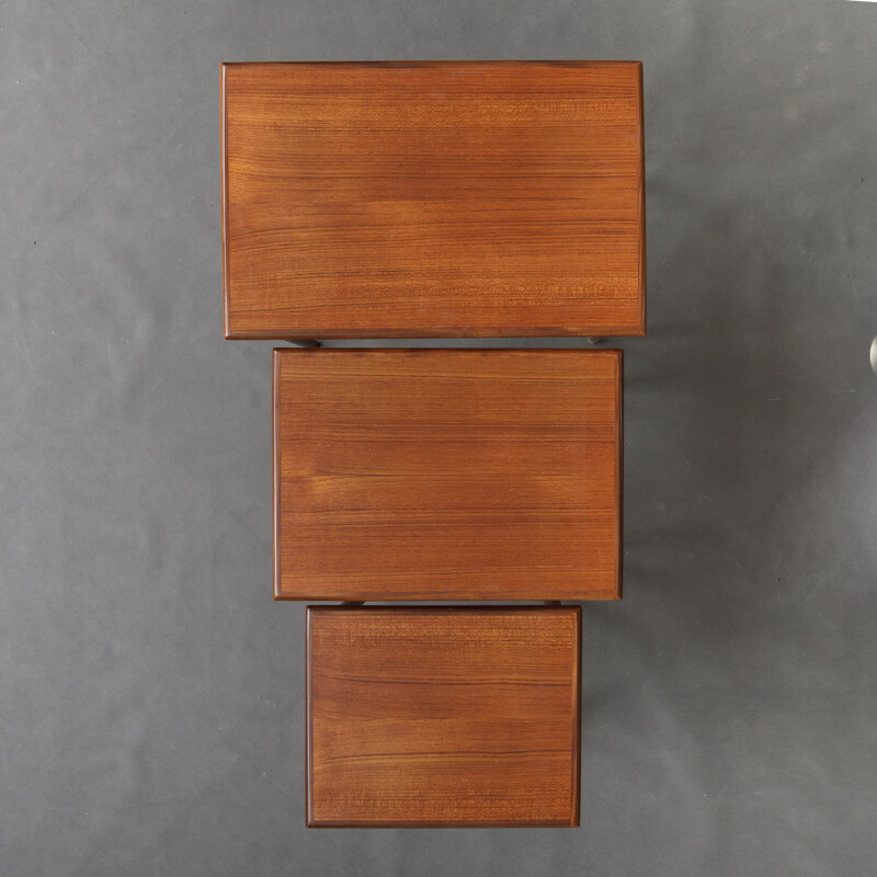 Set of 3 mid-century teak nesting tables - 1960s