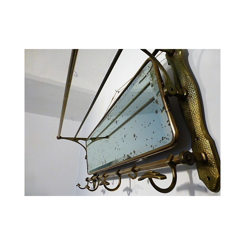 Mid-century wall cloathing rack with mirror - 1920s