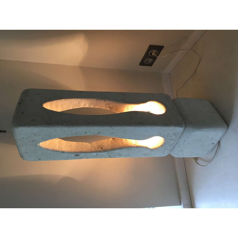 Mid-century Carved stone lamp - 1970s