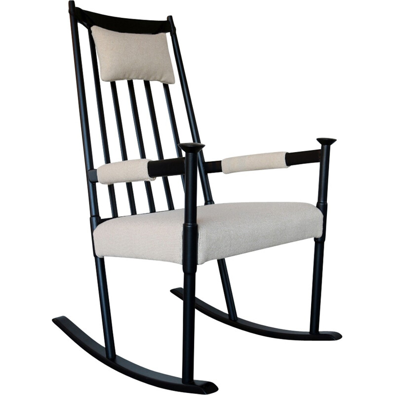 Mid-century Scandinavian Black Painted Rocking Chair - 1960s 